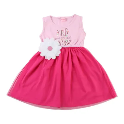 Vestido Infantil Color Mini Cavado Aplique Flor Saia Tule