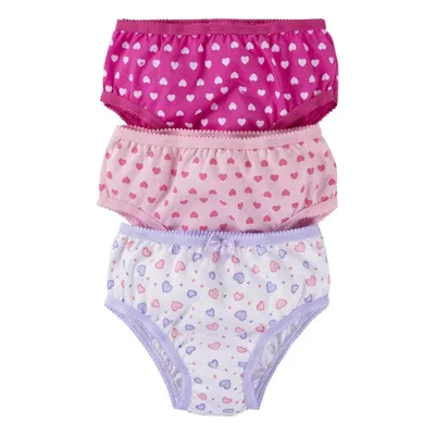 Kit Calcinha Infantil Graça Menina Estampa Coração - 3 Peças