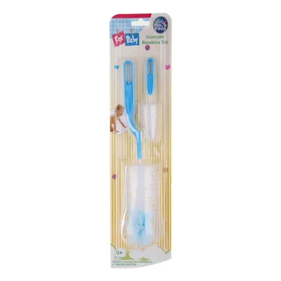 Escova Para Mamadeira E Bico Pais E Filhos 02 Unidades Azul
