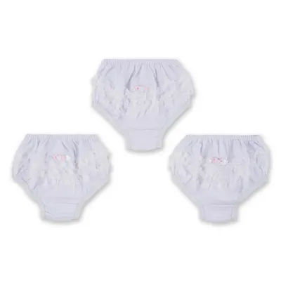 Kit Calcinha Infantil Brando Babado De Renda - 3 Peças