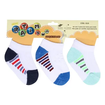 Kit Meia Sapatilha Ratimbum Bebê 03 Unidades Unisex