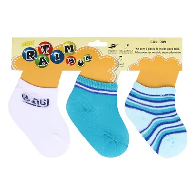 Kit Meia Bebê Ratimbum Estampada 03 Unidades