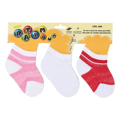 Kit Meia Recém Nascido Com 03 Peças Sortido 15595