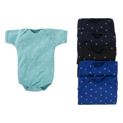 Kit Body Manga Curta Top Chot Estampa Âncora Com 06 Unidades Kit Body Manga Curta Top Chot Estampa Âncora Com 06 Unidades