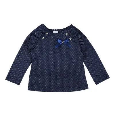 Blusa Infantil Color Mini Manga Longa Babado E Pérolas