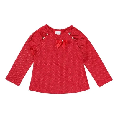 Blusa Infantil Color Mini Manga Longa Babado E Pérolas Blusa Infantil Color Mini Manga Longa Babado E Pérolas