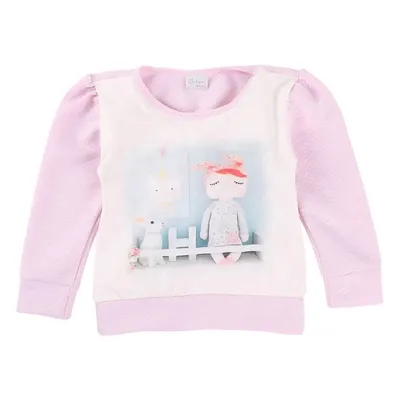 Blusa Infantil Color Mini Manga Matelassê E Estampa Strass