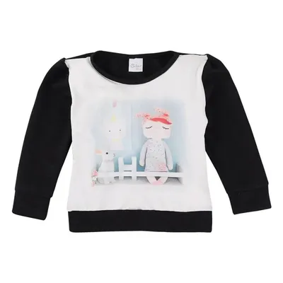 Blusa Infantil Color Mini Manga Matelassê E Estampa Strass