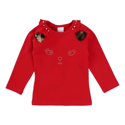 Blusa Infantil Color Mini Manga Longa Strass E Orelhinhas