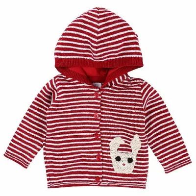 Casaco Em Retilínea Listrado Com Capuz Coelhinho Menina 21383