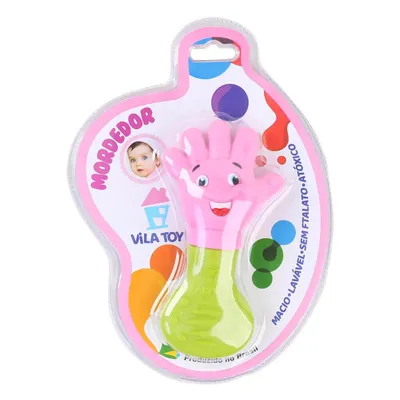 Mordedor Vila Toy Mãozinha Rosa E Verde Mordedor Vila Toy Mãozinha Rosa E Verde