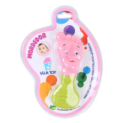 Mordedor Vila Toy Pezinho Rosa E Verde Mordedor Vila Toy Pezinho Rosa E Verde