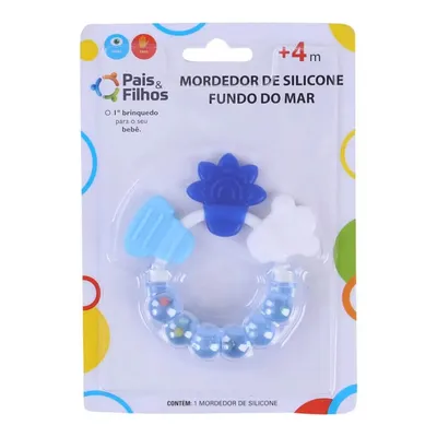 Mordedor Silicone Pais & Filhos Fundo Do Mar Azul Mordedor Silicone Pais & Filhos Fundo Do Mar Azul