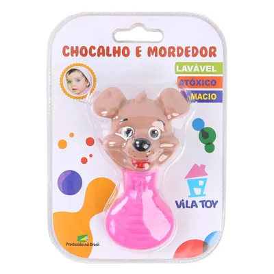 Mordedor Vila Toy Com Chocalho Cachorro Rosa Mordedor Vila Toy Com Chocalho Cachorro Rosa
