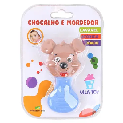 Mordedor Vila Toy Com Chocalho Cachorro Azul Mordedor Vila Toy Com Chocalho Cachorro Azul