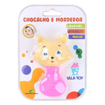 Mordedor Vila Toy Com Chocalho Gata Rosa Mordedor Vila Toy Com Chocalho Gata Rosa