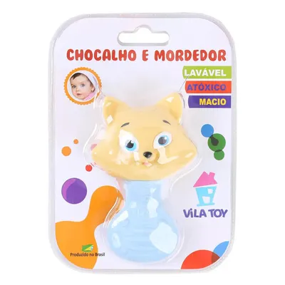 Mordedor Vila Toy Com Chocalho Gato Azul Mordedor Vila Toy Com Chocalho Gato Azul