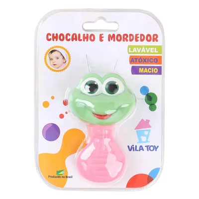 Mordedor Vila Toy Com Chocalho Sapo Rosa Mordedor Vila Toy Com Chocalho Sapo Rosa