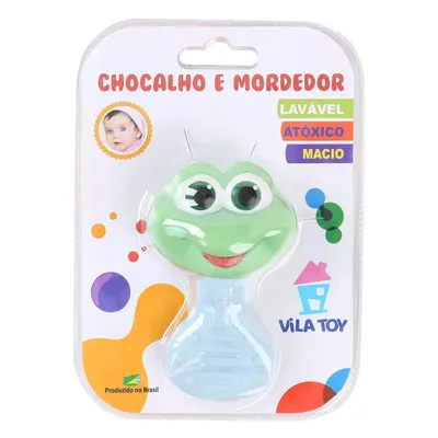 Mordedor Vila Toy Com Chocalho Sapo Azul Mordedor Vila Toy Com Chocalho Sapo Azul