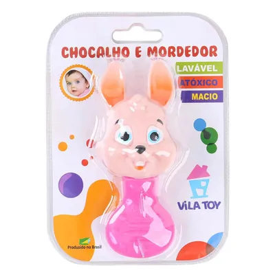Mordedor Vila Toy Com Chocalho Coelho Rosa Mordedor Vila Toy Com Chocalho Coelho Rosa