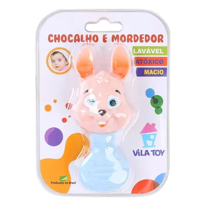 Mordedor Vila Toy Com Chocalho Coelho Azul Mordedor Vila Toy Com Chocalho Coelho Azul