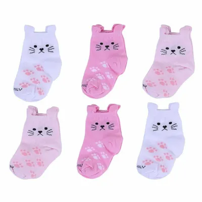 Kit Meia Family Orelhinha Primeiros Passos Menina 06 Pares 17/20