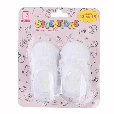 Meia Duck Bebê Divertida Detalhe Renda Menina