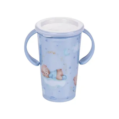Copo Plasútil Magic Urso Com Alça E Tampa 360 Graus 280 ml Azul Copo Plasútil Magic Urso Com Alça E Tampa 360 Graus 280 ml Azul