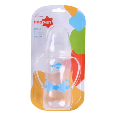 Mamadeira Boca Larga Primeiros Passos Neopan Com Alça 250ml
