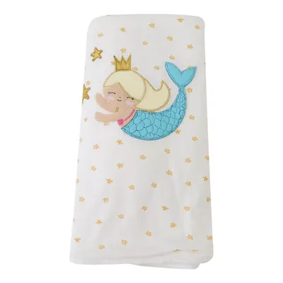 Manta Zip Com Bordado Sereia Alana 110x80 Off White Manta Zip Com Bordado Sereia Alana 110x80 Off White