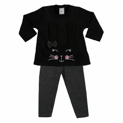 Conjunto Kely Kety Blusão Moletom Bordado Gatinha + Legging Conjunto Kely Kety Blusão Moletom Bordado Gatinha + Legging