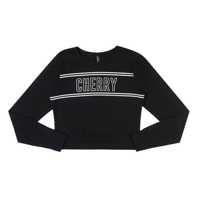 Blusa Juvenil Cereja Rosa Manga Longa Estampada