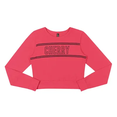 Blusa Juvenil Cereja Rosa Manga Longa Estampada