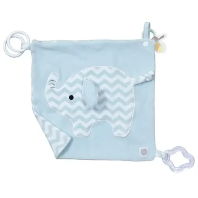 Naninha Zip Blanket Elefante Lelo Com Mordedor Azul Claro Naninha Zip Blanket Elefante Lelo Com Mordedor Azul Claro
