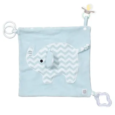 Naninha Zip Blanket Elefante Lelo Com Mordedor Azul Claro Naninha Zip Blanket Elefante Lelo Com Mordedor Azul Claro