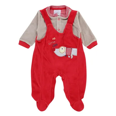 Macacão Longo Baby Gijo Em Plush Jardineira Bordado Dog