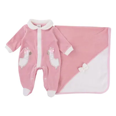 Saída Maternidade Baby Gijo Plush Bordado Lhama + Manta