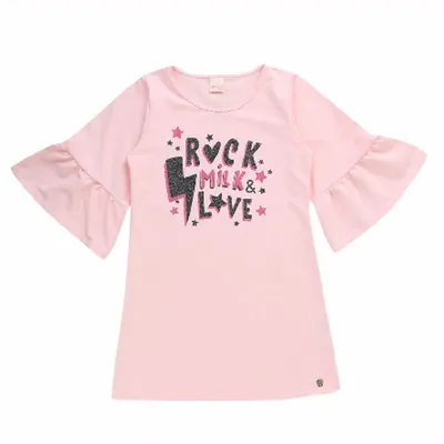 Vestido Infantil Color Girl Moletinho Manga Ampla Estampado Vestido Infantil Color Girl Moletinho Manga Ampla Estampado