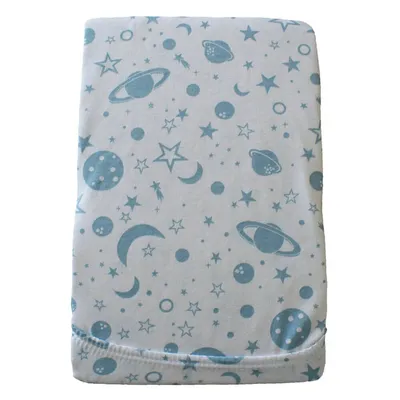 Lençol Americano Com Elástico Din Don Malha Espaço Azul Lençol Americano Com Elástico Din Don Malha Espaço Azul