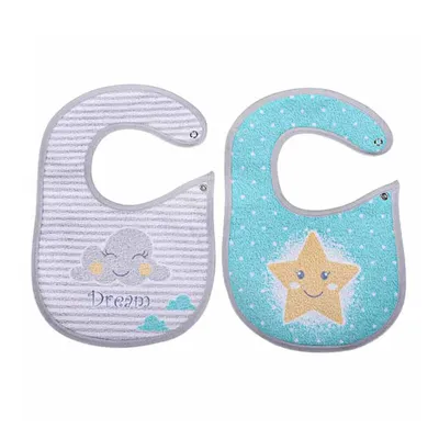 Babador Minasrey Baby Nice Com 02 Peças Estampado Cinza