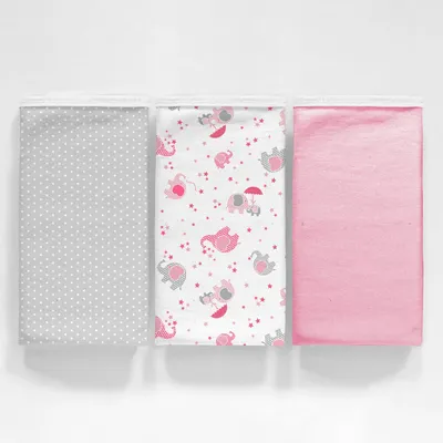 Pano De Boca Sul Brasil Duplo Baby Elefante Menina 03 Peças