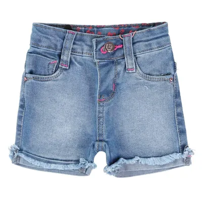 Shorts Jeans Used Oznes Menina Lycra E Barra Virada Desfiada Shorts Jeans Used Oznes Menina Lycra E Barra Virada Desfiada