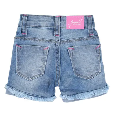 Shorts Jeans Used Oznes Menina Lycra E Barra Virada Desfiada Shorts Jeans Used Oznes Menina Lycra E Barra Virada Desfiada