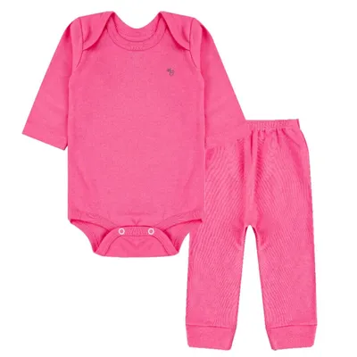 Conjunto Junkes Body Manga Longa Suedine Básico