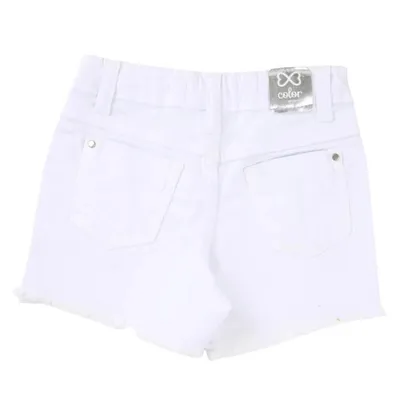 Short Color Mini Sarja Com Barra Desfiada Menina Short Color Mini Sarja Com Barra Desfiada Menina