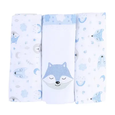 Cueiro Baby Gijo Cute Animals 03 Peças Menino 80 x 80 Cueiro Baby Gijo Cute Animals 03 Peças Menino 80 x 80