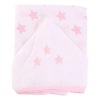 Toalha Fralda Papi Soft Com Capuz Bordado Star Rosa
