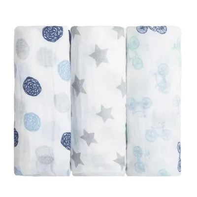 Cueiro Papi Swaddle Estampa Bola 80 x 80  - 03 peças