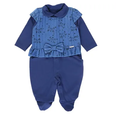 Macacão Longo Le Bhua Detalhe Blusa Estampado Com Pé