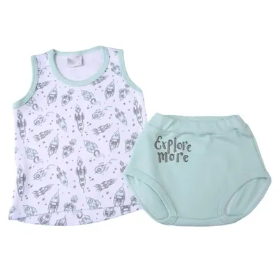 Conjunto Bebê Miniclo Regata Estampa Explore + Short